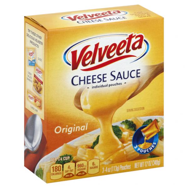 Velveeta Processed Cheese Sauce Pouch Original, 12 Ounce Size - 8 Per Case.