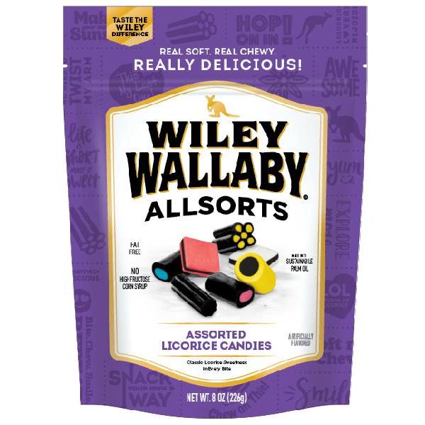 Wiley Wallaby Licorice Allsorts 8 Ounce Size - 10 Per Case.