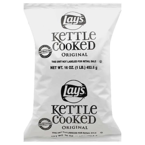 Lay's Regular Kettle Potato Chips 16 Ounce Size - 8 Per Case.