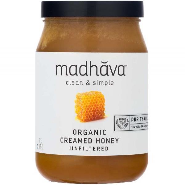 Madhava Organic Creamed Pure Honey Pesticide Free Non Gmo Pack 22 Ounce Size - 6 Per Case.