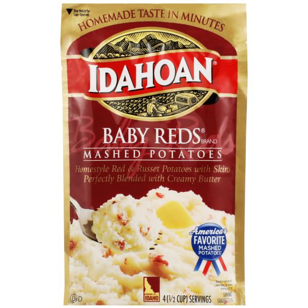 Idahoan Baby Reds Mashed PotatoesPouch 4.1 Ounce Size - 10 Per Case.