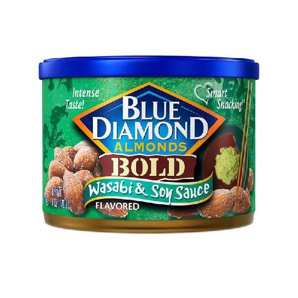 Blue Diamond Almond Bold Wasabi & Soy Almonds 6 Ounce Size - 12 Per Case.