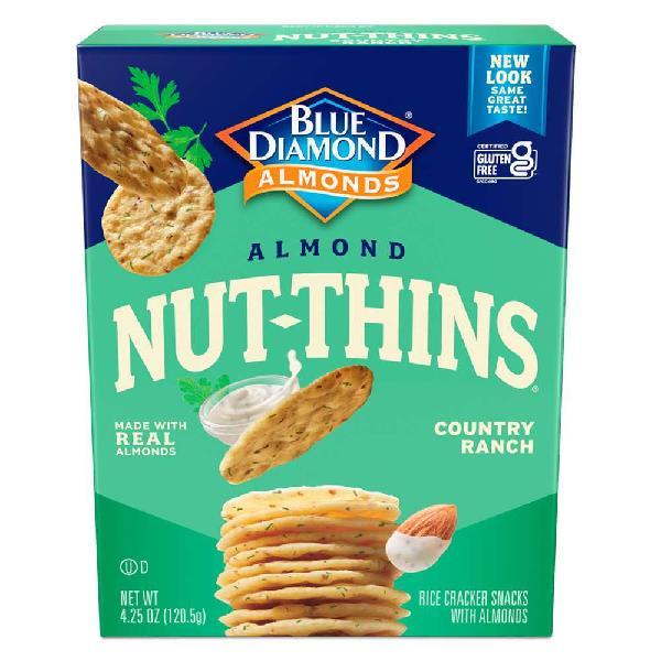 Blue Diamond Nut Thins Country Ranch 4.25 Ounce Size - 12 Per Case.