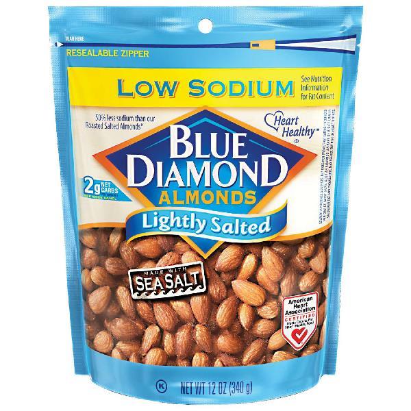 Blue Diamond Lightly Salted Almonds 12 Ounce Size - 6 Per Case.