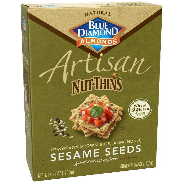 Blue Diamond Artisan Nut Thins Sesame Seed 4.25 Ounce Size - 12 Per Case.