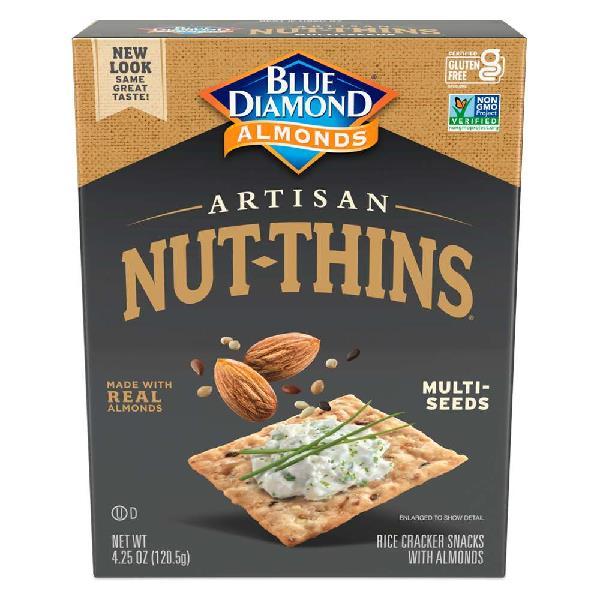 Blue Diamond Artisan Nut Thins Multiseed 4.25 Ounce Size - 12 Per Case.