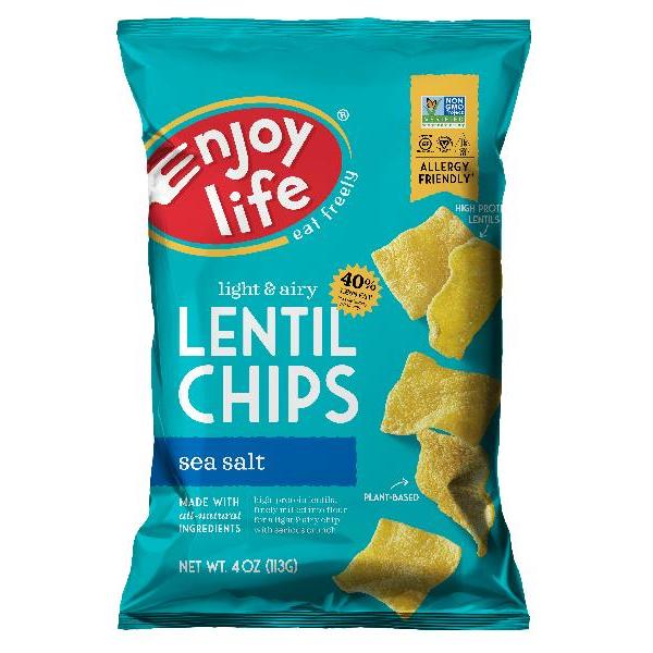 Enjoy Life Sea Salt Lentil Chips 4 Ounce Size - 12 Per Case.