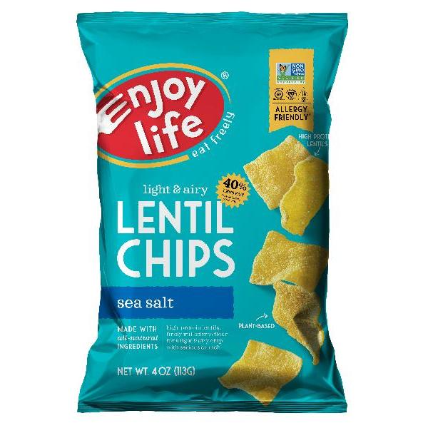 Enjoy Life Sea Salt Lentil Chips 4 Ounce Size - 12 Per Case.