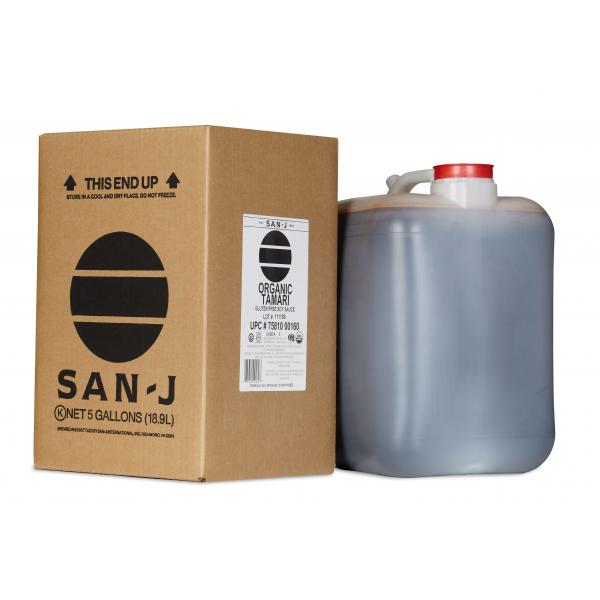 San J Organic Gluten Free Tamari Soy Sauce Gallon Drum (gold Label) 5 Gallon - 1 Per Case.