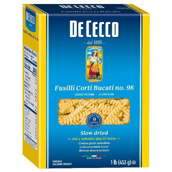 De Cecco Enriched Macaroni Fusilli Corti Bucati 1 Pound Each - 12 Per Case.