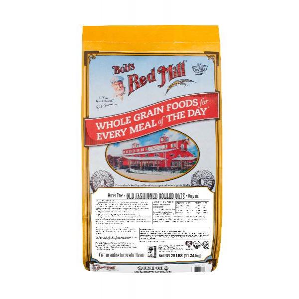 Bob's Red Mill Gluten Free Organic Old Fashioned Rolled Oats 25 Pound Each - 1 Per Case.