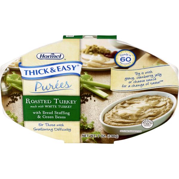 Thick & Easy Shelf Stable Pureed Roasted Turkey Stuffing Green Beans 7 Ounce Size - 7 Per Case.