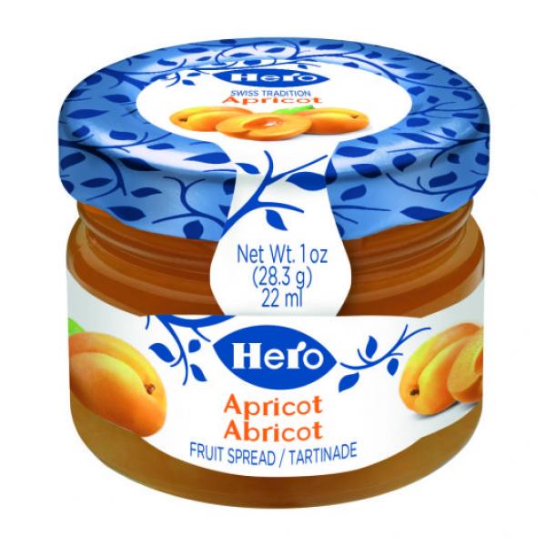 Hero Apricot Minijar Fruit Spread 1 Ounce Size - 72 Per Case.