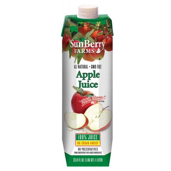Sunberry Farms Apple Juice 33.8 Fluid Ounce - 12 Per Case.