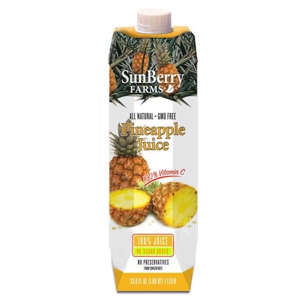 Sunberry Farms Pineapple Juice 33.8 Fluid Ounce - 12 Per Case.