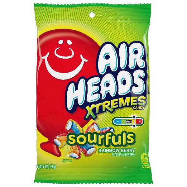 Airheads Xtremes Sourfuls Rainbow Berry Bitescandy Bag 6 Ounce Size - 12 Per Case.