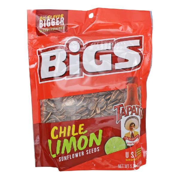 Bigs Tapatio Chile Limon Sunflower Seeds 5.35 Ounce Size - 12 Per Case.