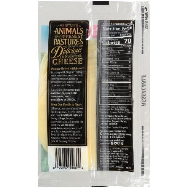 Organic Valley Organic Provolone Cheese Slices 6 Ounce Size - 12 Per Case.