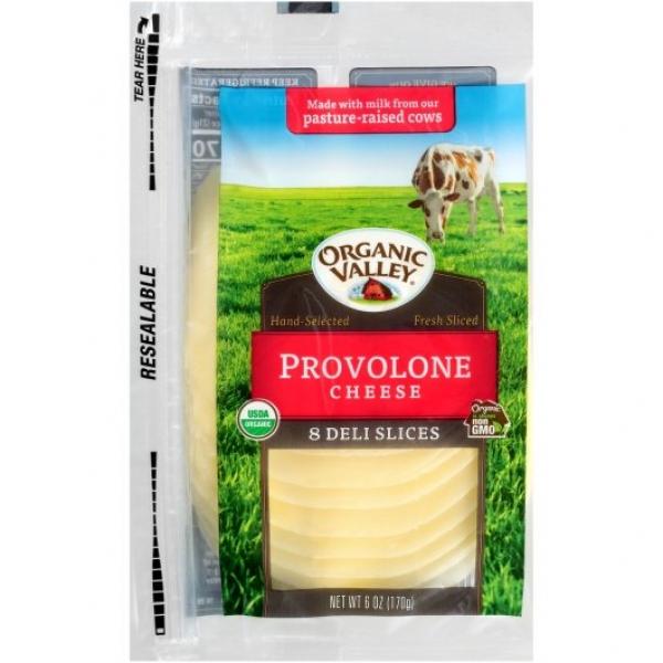 Organic Valley Organic Provolone Cheese Slices 6 Ounce Size - 12 Per Case.