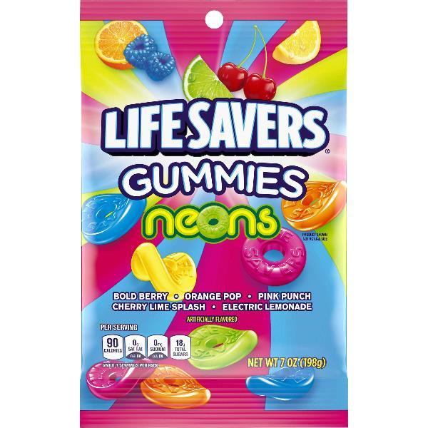 Life Savers Gummies Neons Peg 7 Ounce Size - 12 Per Case.