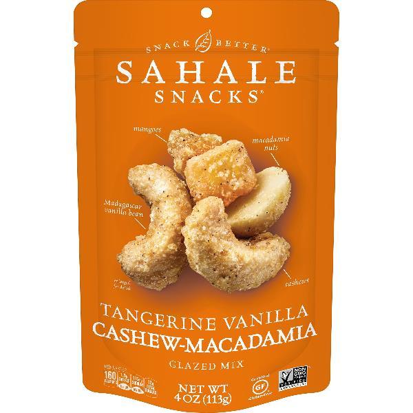 Sahale Tangerine Vanilla Cashew And Macadamia Nuts Glazed 4 Ounce Size - 6 Per Case.