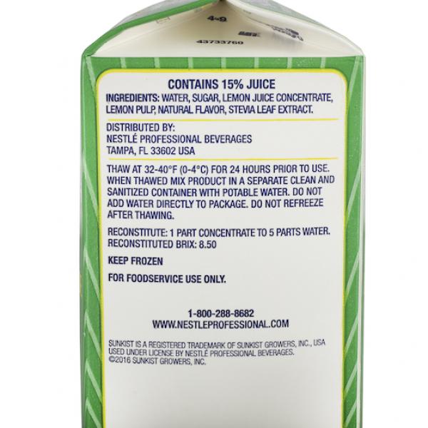 Sunkist Lemonade Frozen Concentrate 64 Fluid Ounce - 6 Per Case.