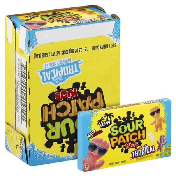 Sour Patch Kids Soft Candy Tropical Fat Freetropical 3.5 Ounce Size - 12 Per Case.