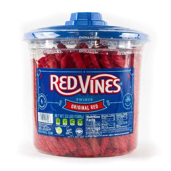 Red Vines Original Red Twists Jar Pound 3.5 Pound Each - 4 Per Case.