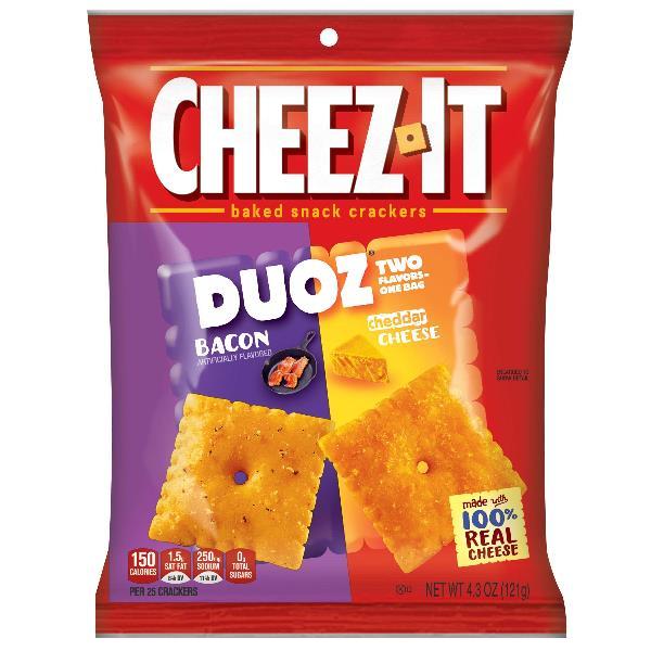 Cheez-It DuBacon & Cheddar Cheese Crackers, 4.3 Ounces - 6 Per Case.