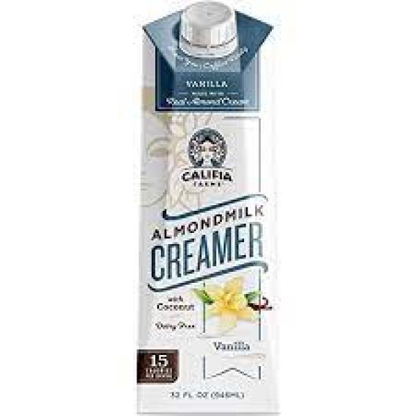 Califia Farms French Vanilla Almond Milk Coffee Creamer 32 Fluid Ounce - 6 Per Case.