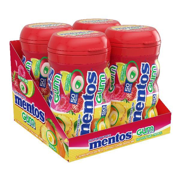 Mentos Sf Gum Curvy Bottle Mixed Fruit 50 Piece - 24 Per Case.