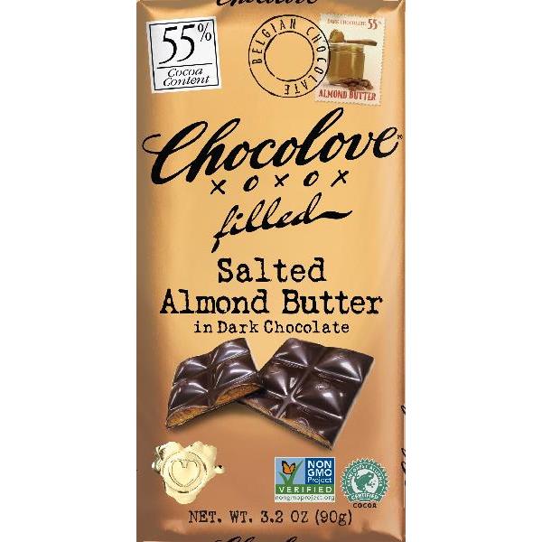 Salted Almond Butter In Dark Chocolate (Master Case) 3.2 Ounce Size - 120 Per Case.