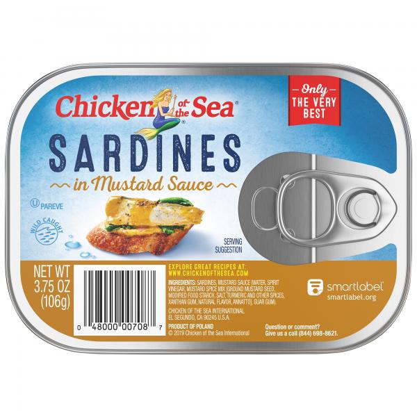 Chicken Of The Sea Sardines In Mustard Sauce 3.75 Ounce Size - 18 Per Case.