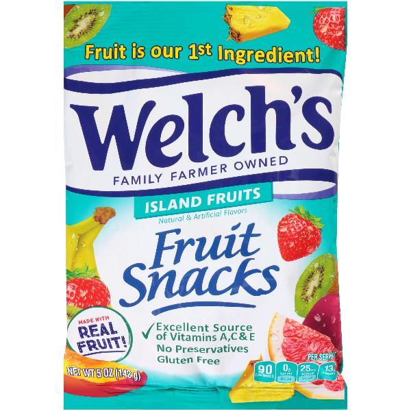 Welch's Fruit Snacks Island Fruits 5 Ounce Size - 12 Per Case.