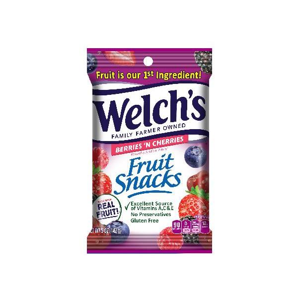 Welch's Fruit Snacks Berries & Cherries 5 Ounce Size - 12 Per Case.