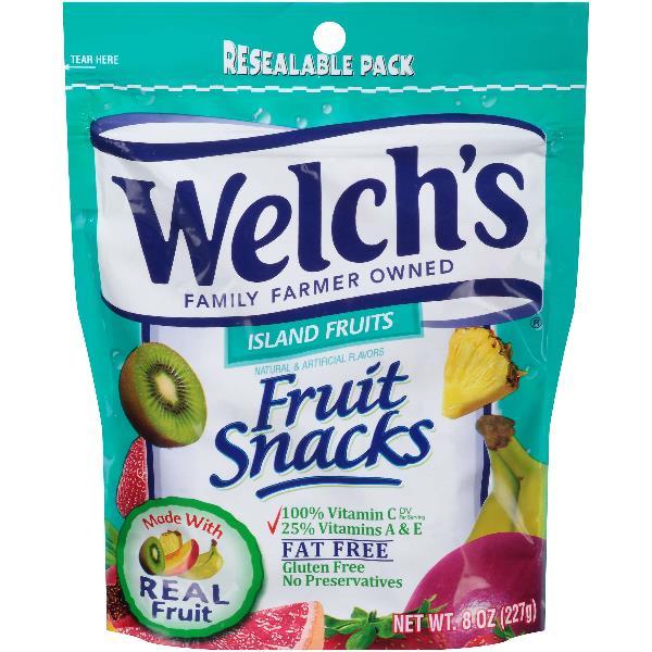 Welch's Fruit Snacks Island Fruit Resealable 8 Ounce Size - 9 Per Case.