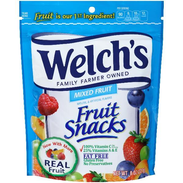 Welch's Fruit Snacks Mixed Fruit Resealable 8 Ounce Size - 9 Per Case.