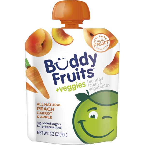 Buddy Fruits Veggies Peach Carrot 3.2 Ounce Size - 18 Per Case.