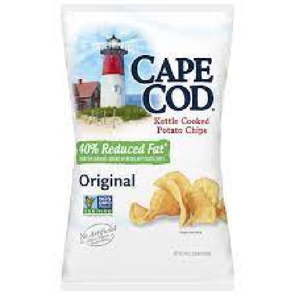 Cape Cod Potato Chips Less Fat Original Kettle Cooked Chips 2 Ounce Size - 6 Per Case.