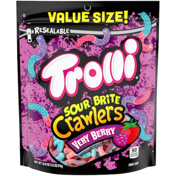 Trolli Sour Brite Crawler Very Berry Sub 28.8 Ounce Size - 6 Per Case.