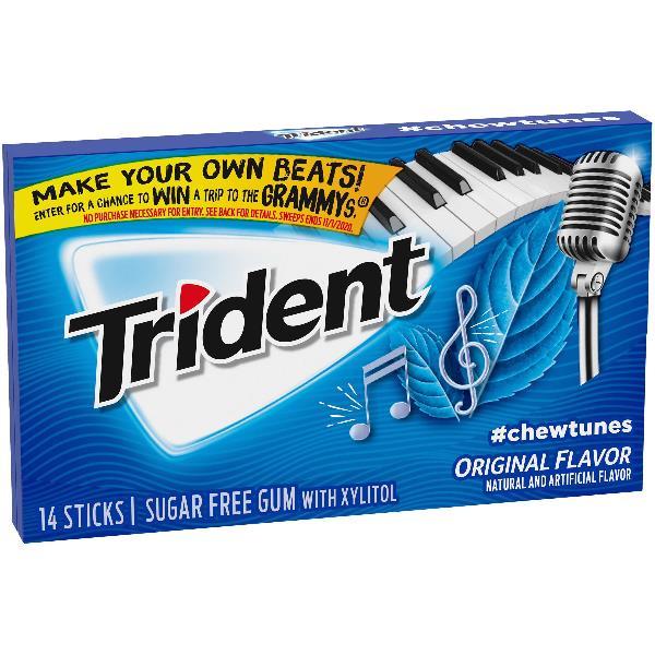 Trident Gum Sugar Free Original Flavor Piece 14 Count Packs - 144 Per Case.