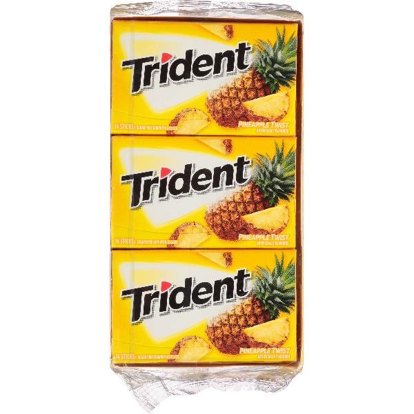Trident Gum Pineapple Twist Sugar Free Pineapple Twist Piece 14 Count Packs - 144 Per Case.