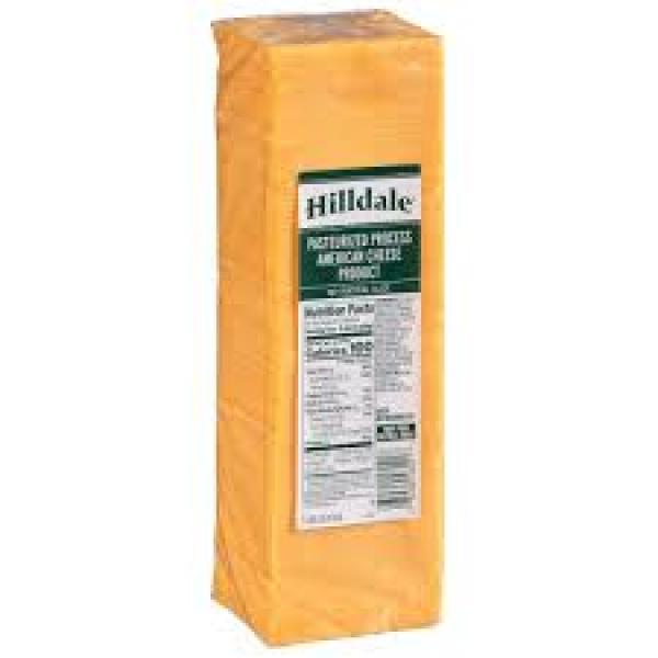 Hilldale® Process American Cheese Product Vertical Slice Yellow 5 Pound Each - 6 Per Case.