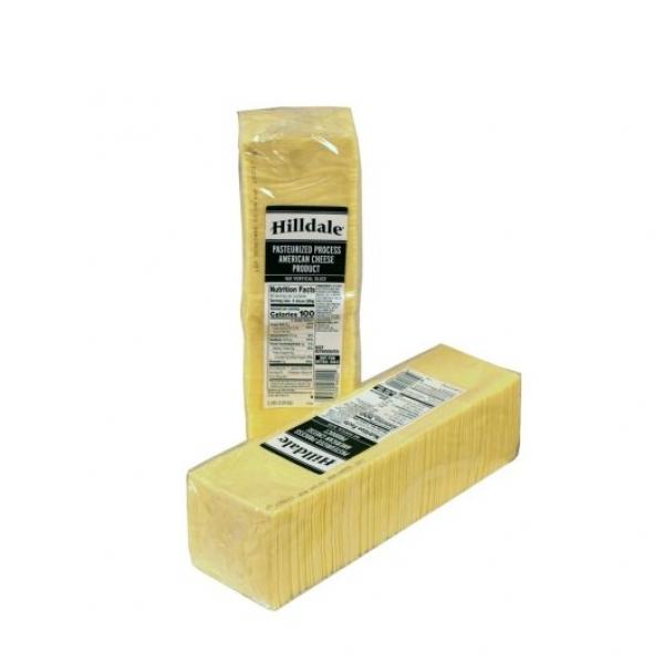 Hilldale® Process American Cheese Product Vertical Slice White 5 Pound Each - 6 Per Case.