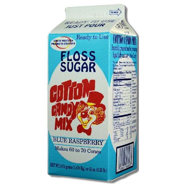 Great Western Floss Sugar Blue Raspberry 3.25 Pound Each - 6 Per Case.