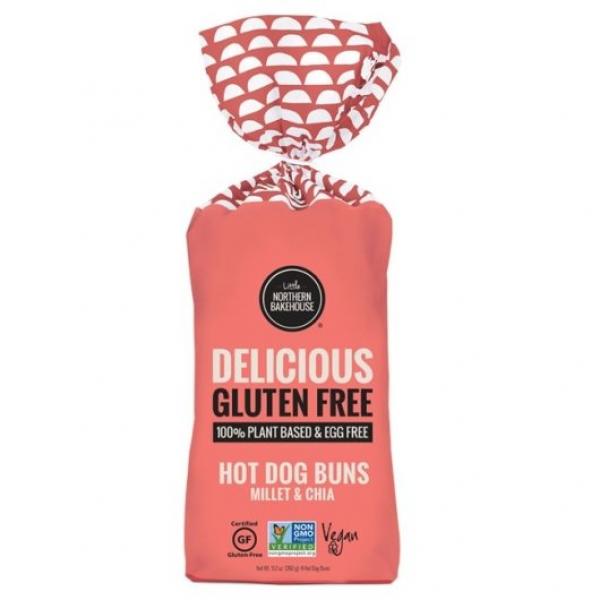 Little Northern Bakehouse Millet & Chia Gluten Free Hot Dog Bun 6 Count Packs - 6 Per Case.
