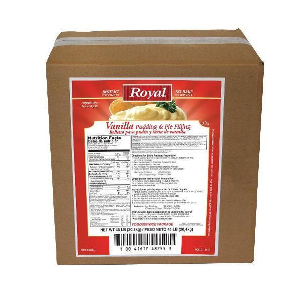 Royal Vanilla Instant Pudding And Pie Filling Mix 45 Pound Each - 1 Per Case.