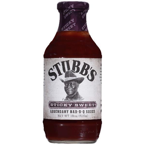 Stubbs Sticky Sweet BBQ Sauce 18 Ounce Size - 6 Per Case.