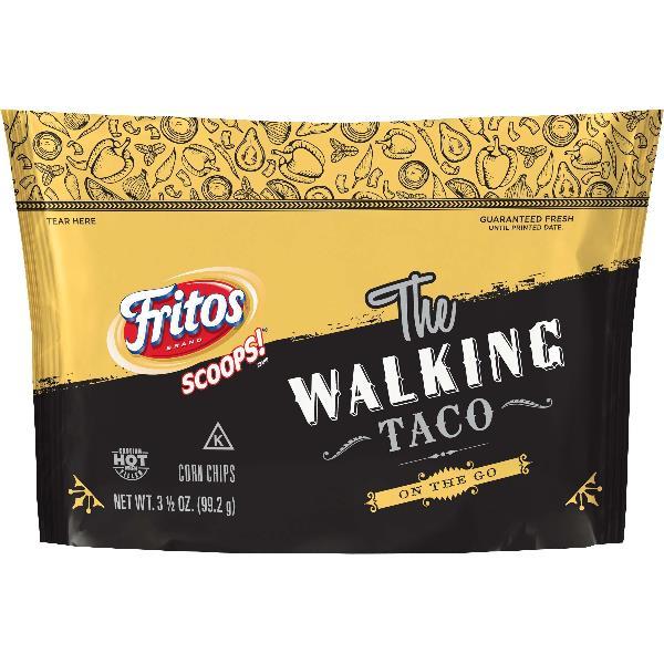 Fritos Scoops Corn Chips The Walking Taco Plastic Bag 3.5 Ounce Size - 18 Per Case.