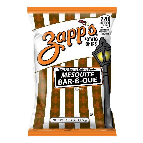 Zapp's Potato Chips Mesquite BBQ Chips 1.5 Ounce Size - 60 Per Case.